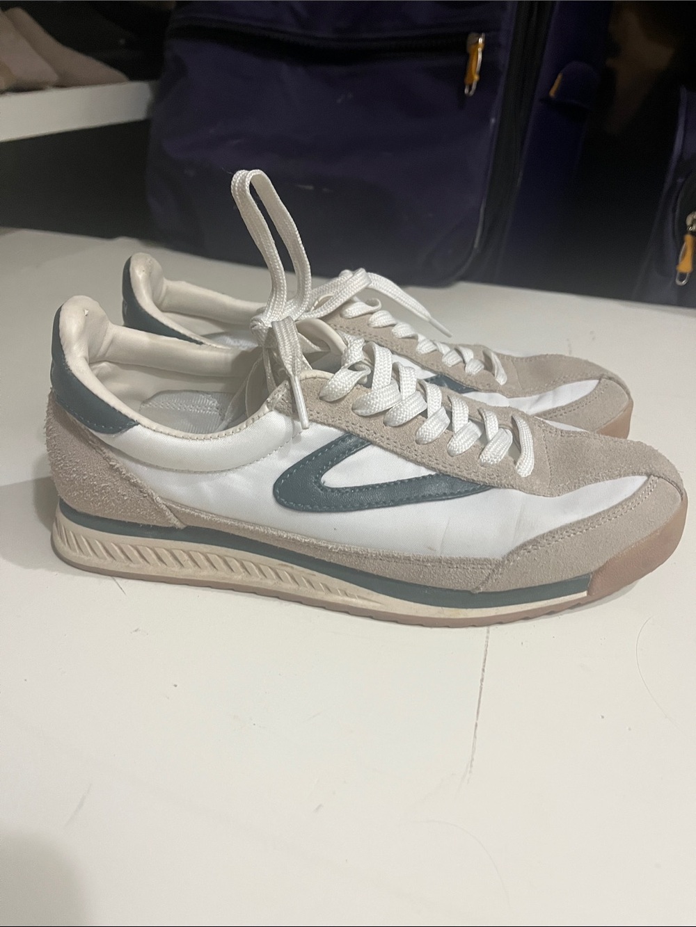 Tretorn Rawlings Sneakers - White with Beige & green Accent
